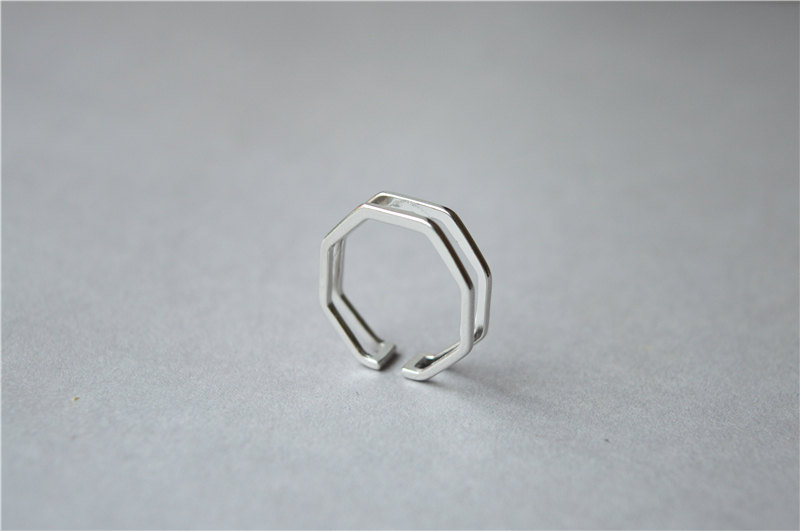 Minimalist Geometrical 925 Sterling Silver Ring, Big Adjustable Midi Knuckle Stackable Ring (jz67)