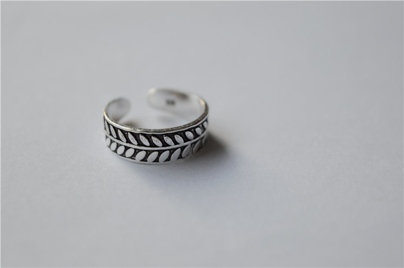 Leaf Sterling Silver Ring, Vintage Black Chunky Ring, Better Suitbale For Size 4# Or 5# (jz40)