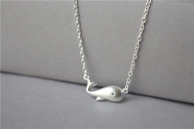 Whale Necklace, 925 Sterling Silver Necklace, Whale Charm Pendant Necklace (xl64)