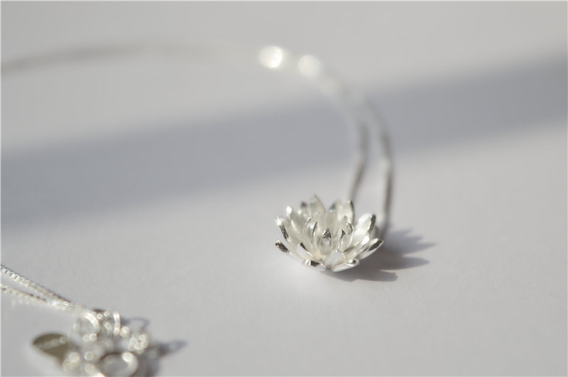 Sterling Silver Lotus Necklace, 925 Sterling Silver Filled, Delicate Necklace Ever (xl28)