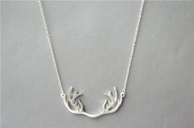 Simple 925 Sterling Silver Reindeer Antler Necklace, Shiny Surface, Christmas Gift (xl74)