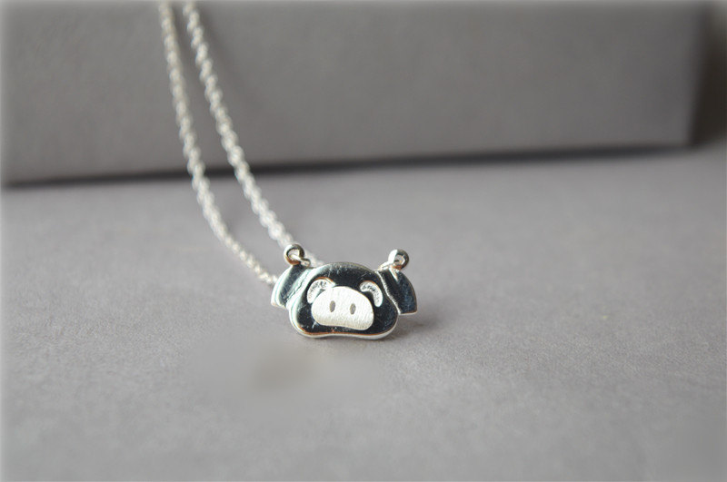 Pig Necklace, 925 Sterling Silver Necklace, Pig Charm Pendant Necklace, For Pig Lovers : ) (xl23)