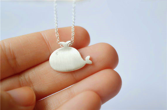 Silver Cute Whale Necklace, Thin Chain Necklace, Brushed Surface Whale Pendant, 925 Sterling Silver Made (xl7)