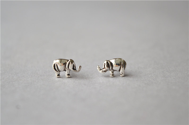 925 Sterling Silver Elephant Animal Lucky Stud Earrings Wedding Bridesmaid Gift
